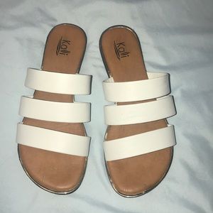 Kali three strap white sandals